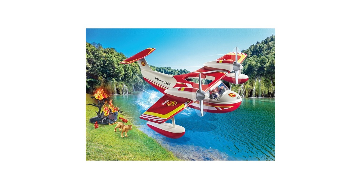 PLAYMOBIL 71463 City Action Feuerwehrflugzeug mit Löschfunktion, Konstruktionsspielzeug