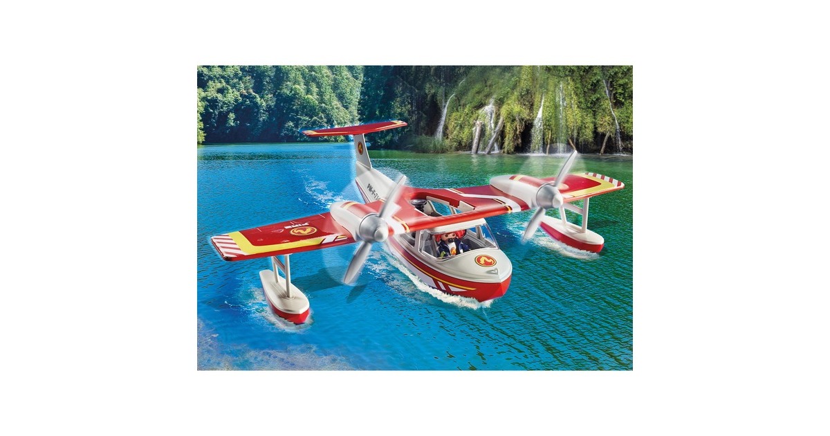 PLAYMOBIL 71463 City Action Feuerwehrflugzeug mit Löschfunktion, Konstruktionsspielzeug