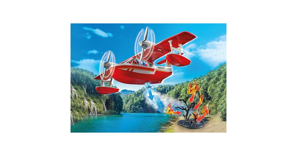 PLAYMOBIL 71463 City Action Feuerwehrflugzeug mit Löschfunktion, Konstruktionsspielzeug