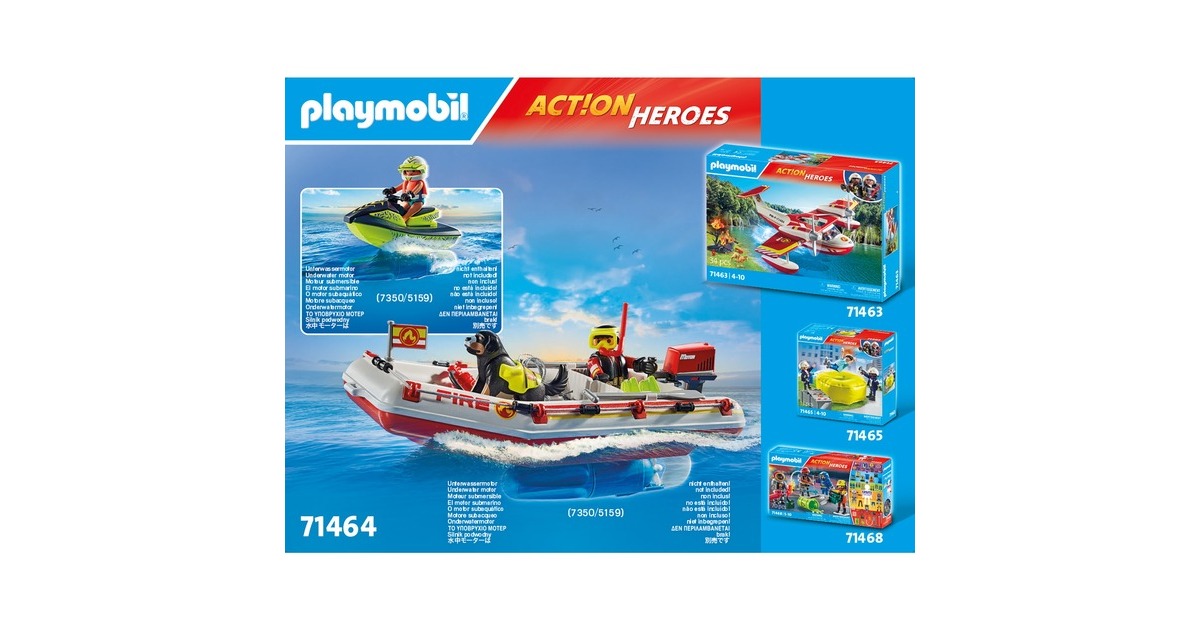 PLAYMOBIL 71464 City Action Feuerwehrboot mit Aqua Scooter, Konstruktionsspielzeug