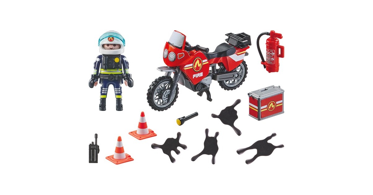 PLAYMOBIL 71466 City Action Feuerwehrmotorrad am Unfallort, Konstruktionsspielzeug