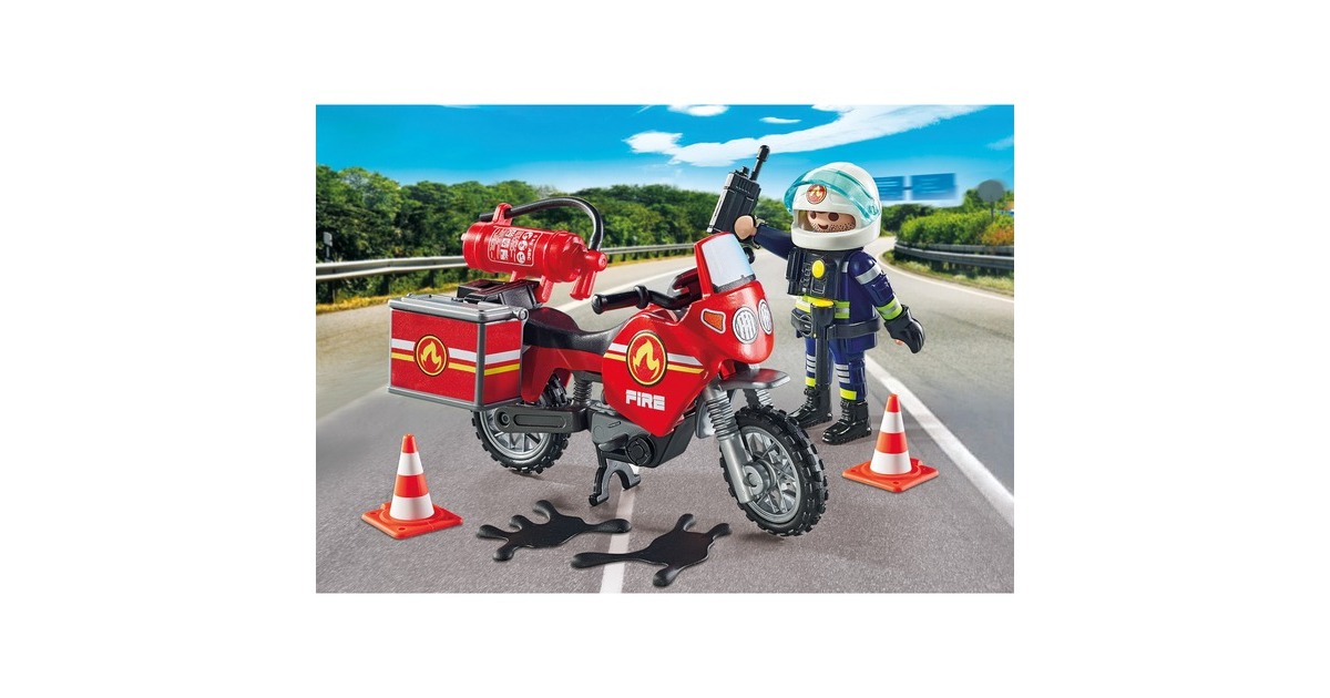 PLAYMOBIL 71466 City Action Feuerwehrmotorrad am Unfallort, Konstruktionsspielzeug