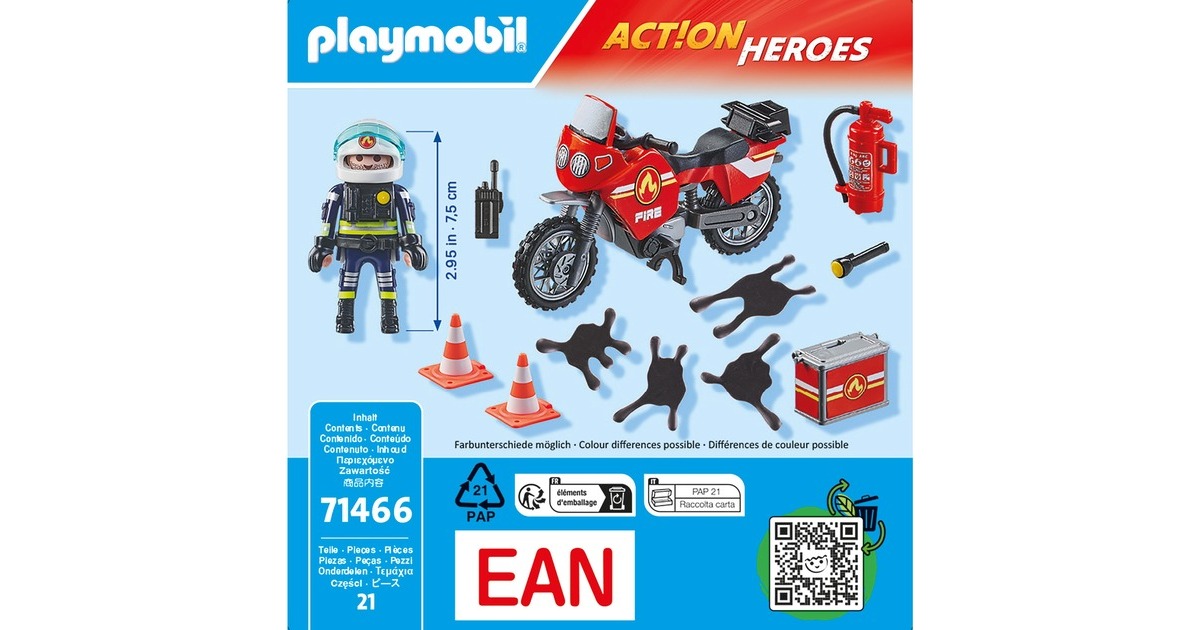 PLAYMOBIL 71466 City Action Feuerwehrmotorrad am Unfallort, Konstruktionsspielzeug