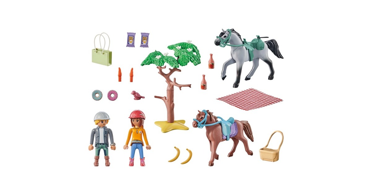 PLAYMOBIL 71470 Horses of Waterfall Starter Pack Reitausflug an den Strand mit Amelia und Ben, Konstruktionsspielzeug