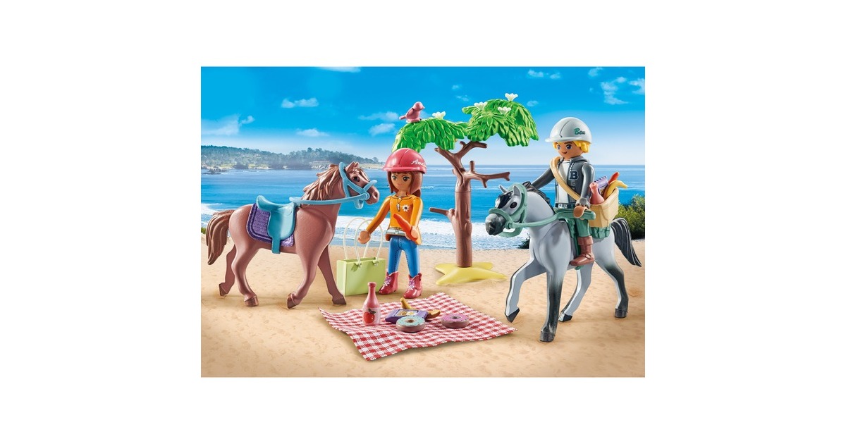 PLAYMOBIL 71470 Horses of Waterfall Starter Pack Reitausflug an den Strand mit Amelia und Ben, Konstruktionsspielzeug