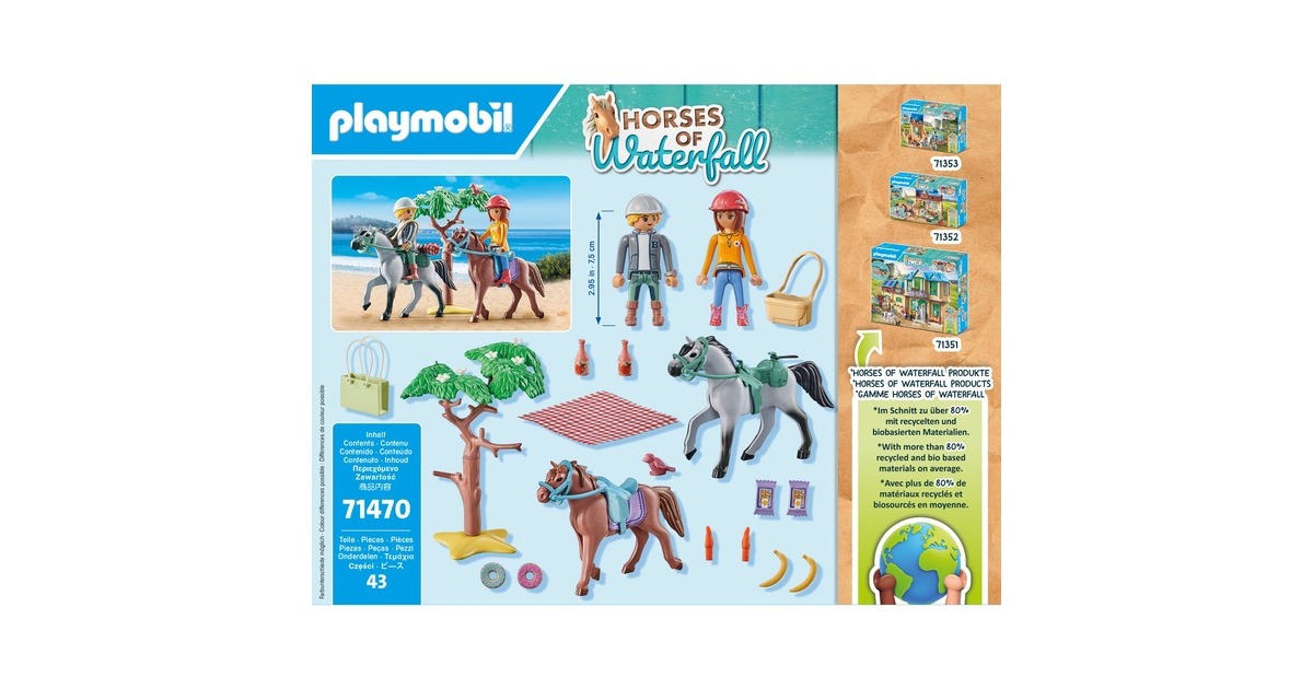 PLAYMOBIL 71470 Horses of Waterfall Starter Pack Reitausflug an den Strand mit Amelia und Ben, Konstruktionsspielzeug