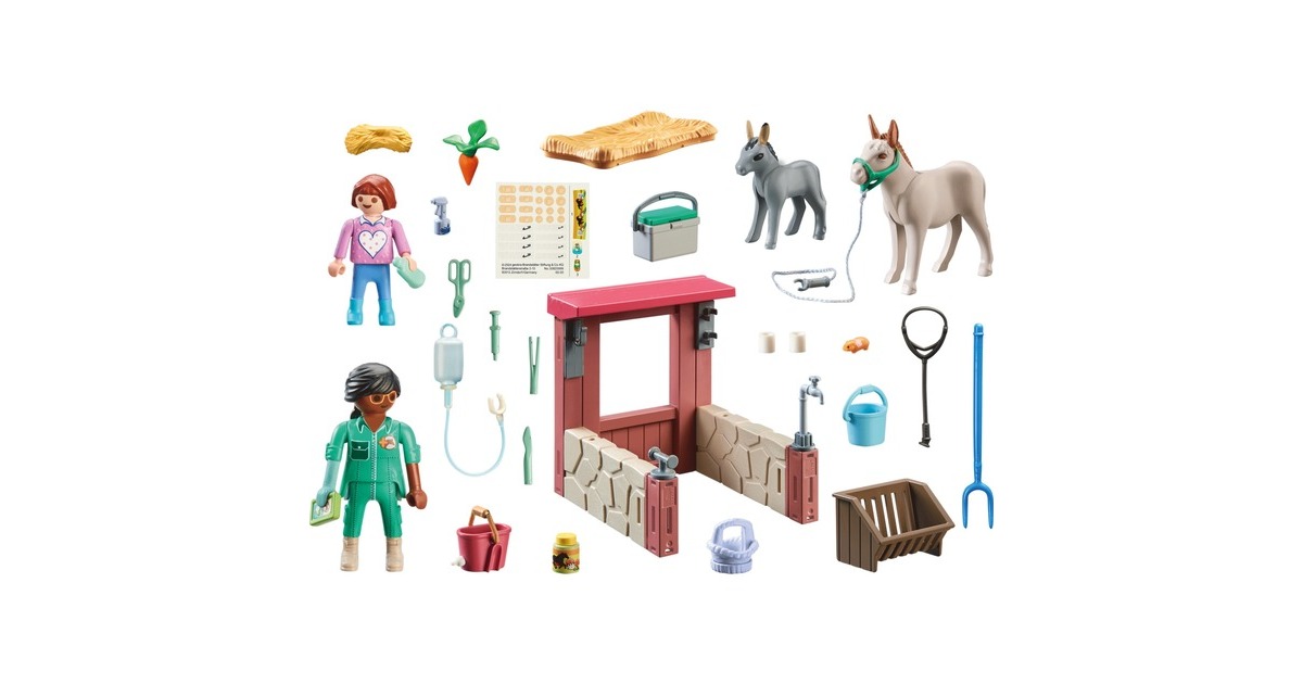 PLAYMOBIL 71471 Country Starter Pack Tierarzteinsatz bei den Eseln, Konstruktionsspielzeug