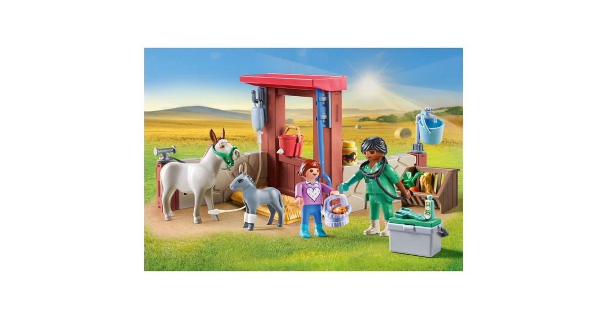 PLAYMOBIL 71471 Country Starter Pack Tierarzteinsatz bei den Eseln, Konstruktionsspielzeug