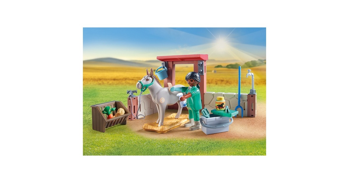 PLAYMOBIL 71471 Country Starter Pack Tierarzteinsatz bei den Eseln, Konstruktionsspielzeug