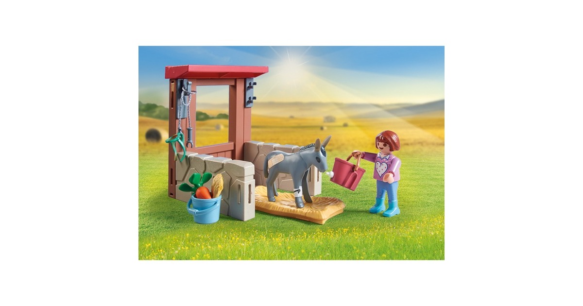 PLAYMOBIL 71471 Country Starter Pack Tierarzteinsatz bei den Eseln, Konstruktionsspielzeug