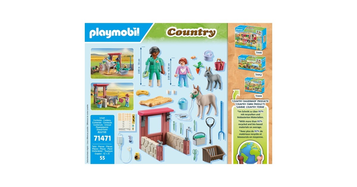 PLAYMOBIL 71471 Country Starter Pack Tierarzteinsatz bei den Eseln, Konstruktionsspielzeug
