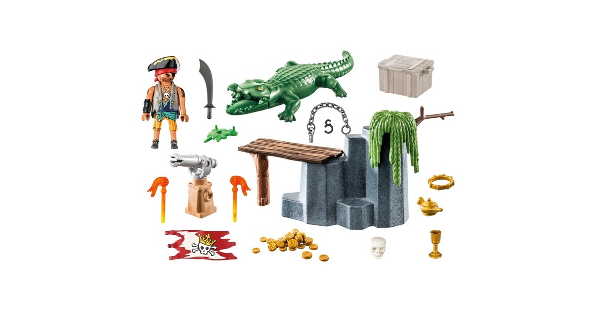 PLAYMOBIL 71473 Pirates Starter Pack Pirat mit Alligator, Konstruktionsspielzeug