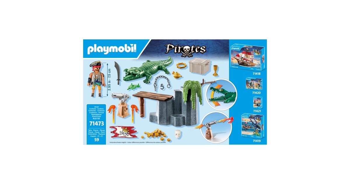 PLAYMOBIL 71473 Pirates Starter Pack Pirat mit Alligator, Konstruktionsspielzeug