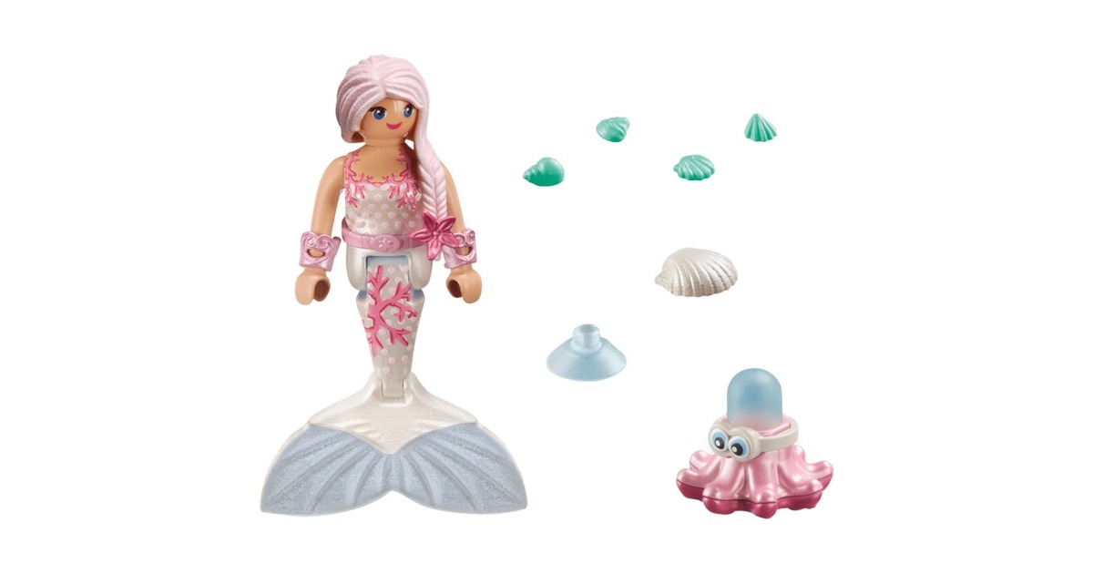 PLAYMOBIL 71477 specialPLUS Meerjungfrau mit Spritzkrake, Konstruktionsspielzeug