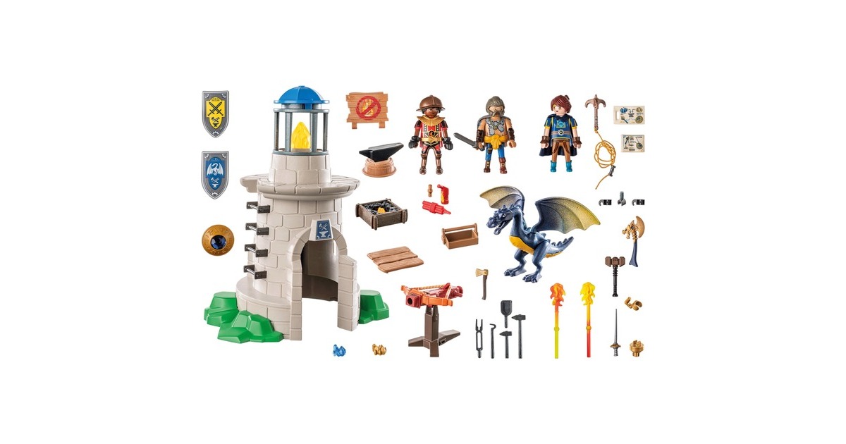 PLAYMOBIL 71483 Novelmore Ritterturm mit Schmied und Drache, Konstruktionsspielzeug