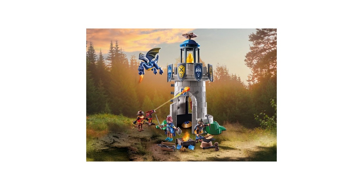 PLAYMOBIL 71483 Novelmore Ritterturm mit Schmied und Drache, Konstruktionsspielzeug