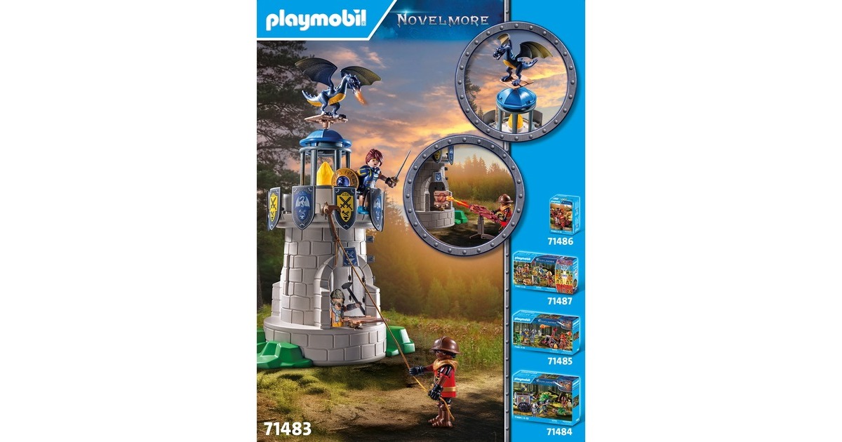 PLAYMOBIL 71483 Novelmore Ritterturm mit Schmied und Drache, Konstruktionsspielzeug