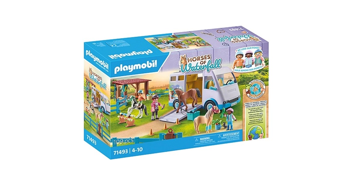 PLAYMOBIL 71493 Horses of Waterfall Mobile Reitschule, Konstruktionsspielzeug