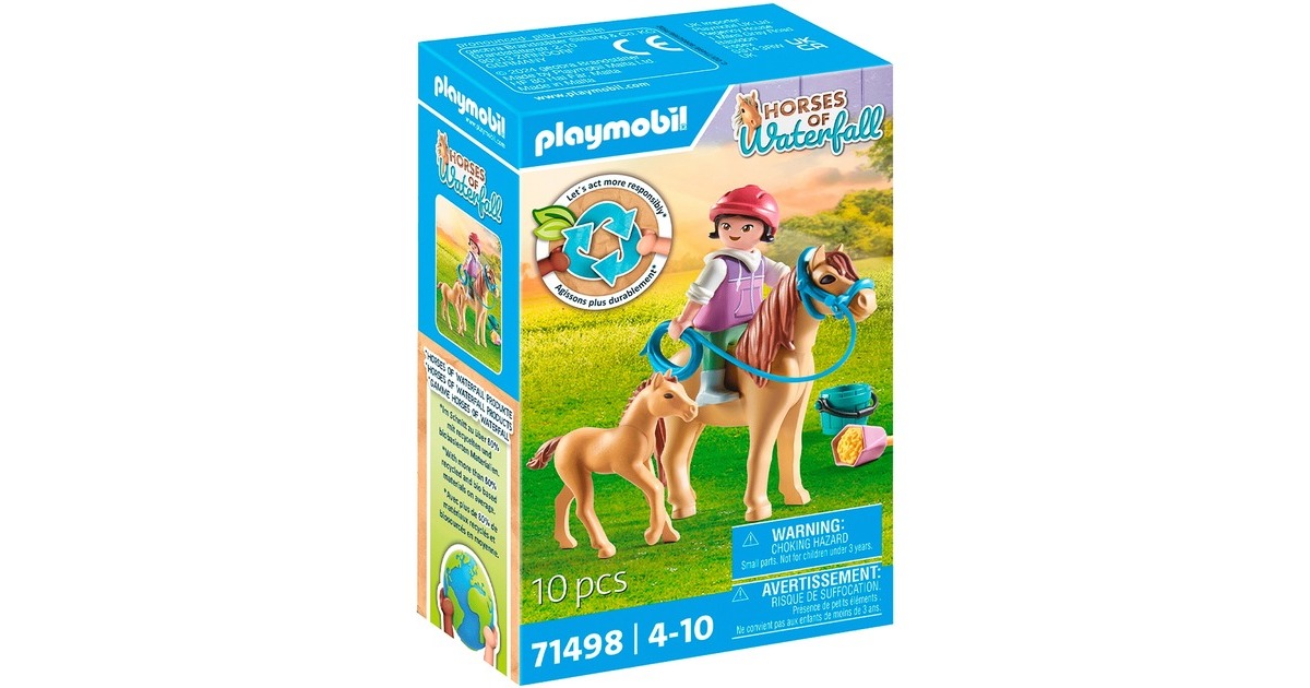 PLAYMOBIL 71498 Horses of Waterfall Kind mit Pony und Fohlen, Konstruktionsspielzeug
