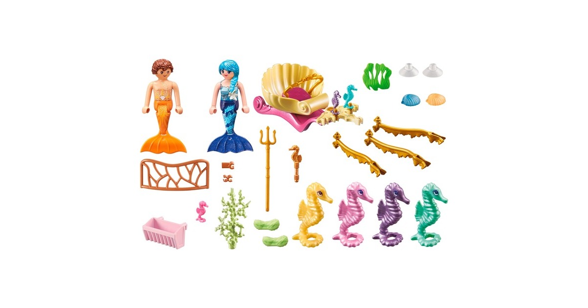 PLAYMOBIL 71500 Princess Magic Meeresbewohner mit Seepferdchenkutsche, Konstruktionsspielzeug