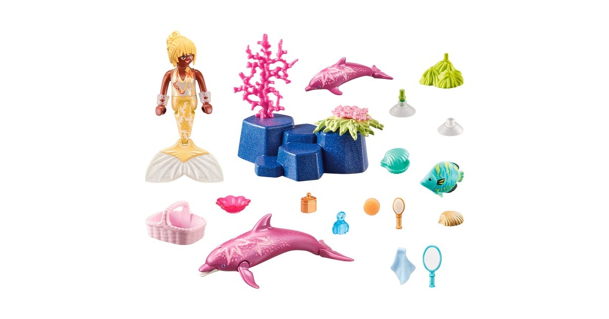 PLAYMOBIL 71501 Princess Magic Meerjungfrau mit Delfinen, Konstruktionsspielzeug