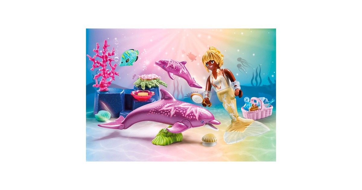 PLAYMOBIL 71501 Princess Magic Meerjungfrau mit Delfinen, Konstruktionsspielzeug