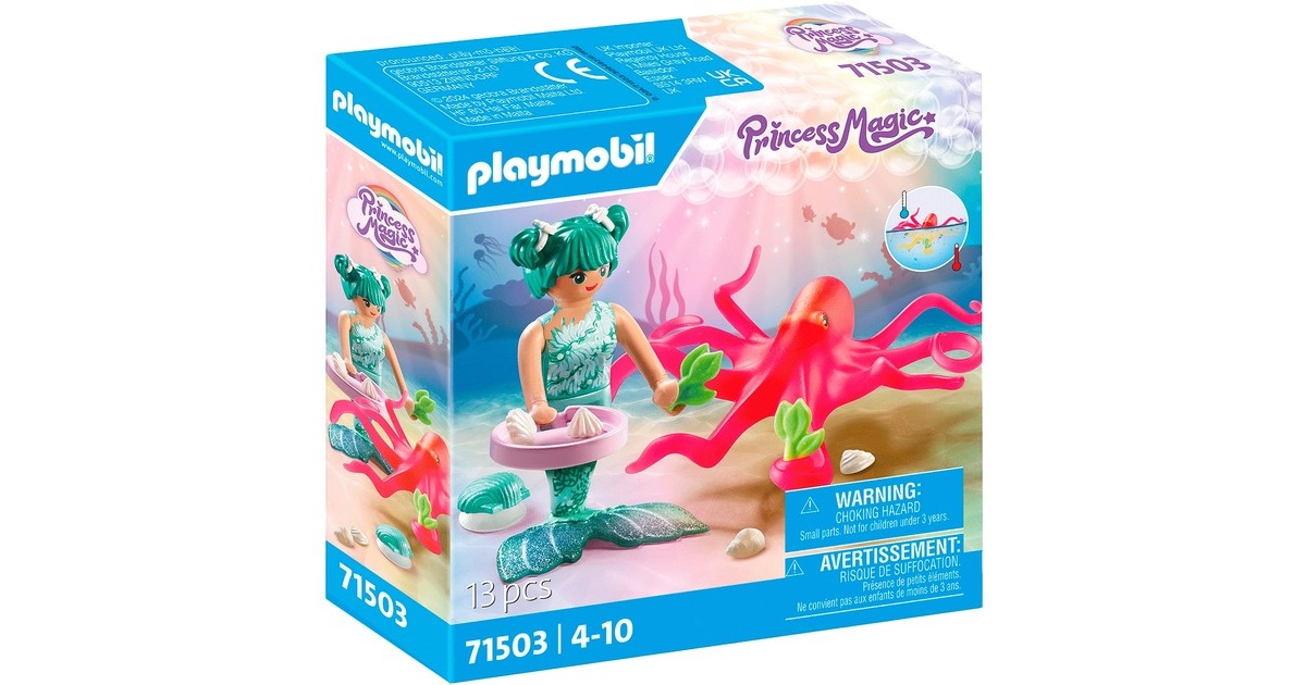 PLAYMOBIL 71503 Princess Magic Meerjungfrau mit Farbwechselkrake, Konstruktionsspielzeug