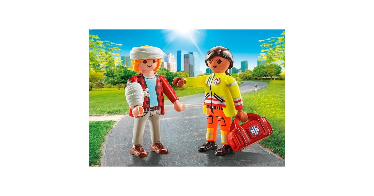 PLAYMOBIL 71506 DuoPack Sanitäterin mit Patient, Konstruktionsspielzeug