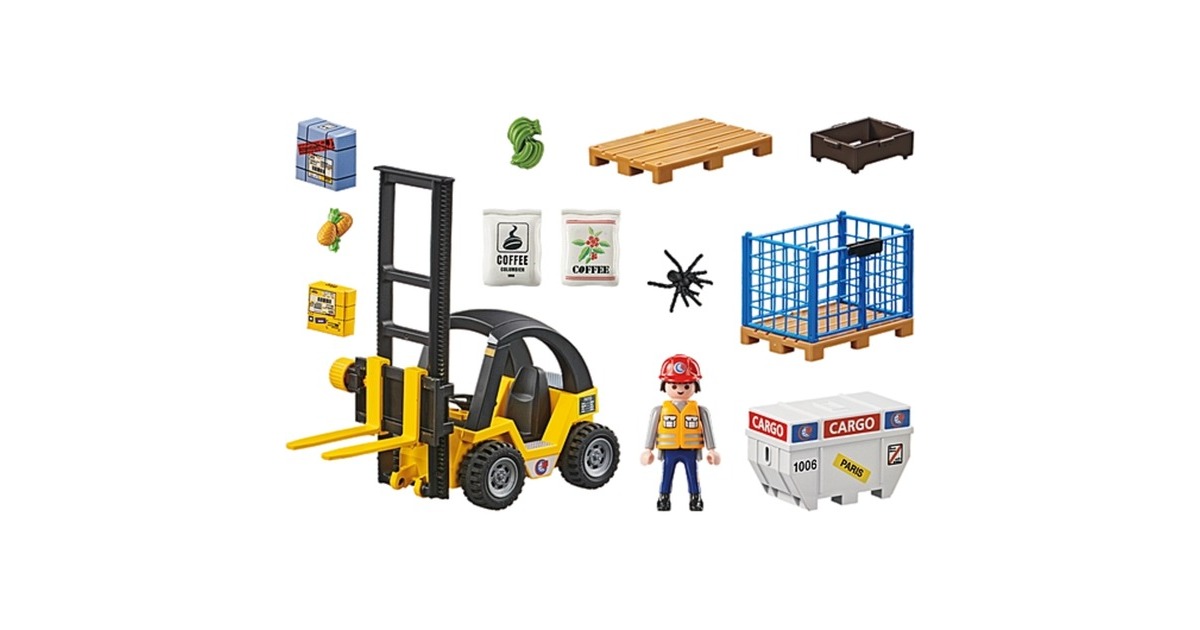 PLAYMOBIL 71528 City Action Gabelstapler mit Fracht, Konstruktionsspielzeug