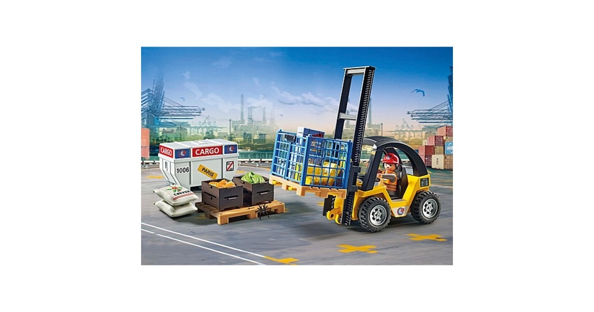 PLAYMOBIL 71528 City Action Gabelstapler mit Fracht, Konstruktionsspielzeug