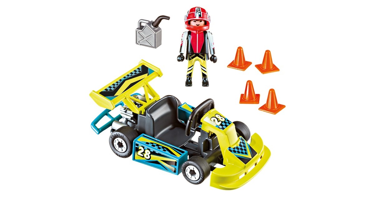 PLAYMOBIL 9322 Action Go-Kart-Rennfahrer zum Mitnehmen, Konstruktionsspielzeug