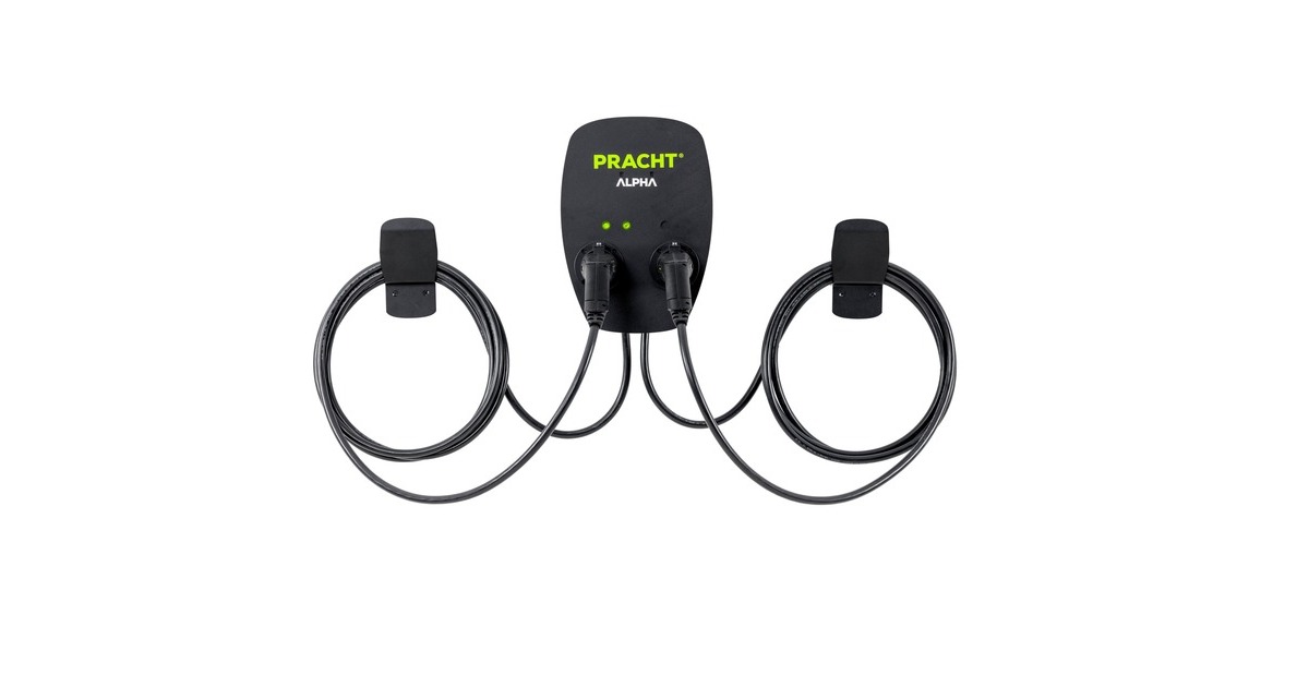 PRACHT Wallbox ALPHA XT, 2 Ladepunkte 3,7 - 11 kW(schwarz, 2x 5,5 Meter Kabel, RFID)