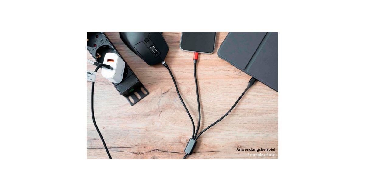 USB-C + Micro-USB + Lightning(schwarz, 1,2 Meter)