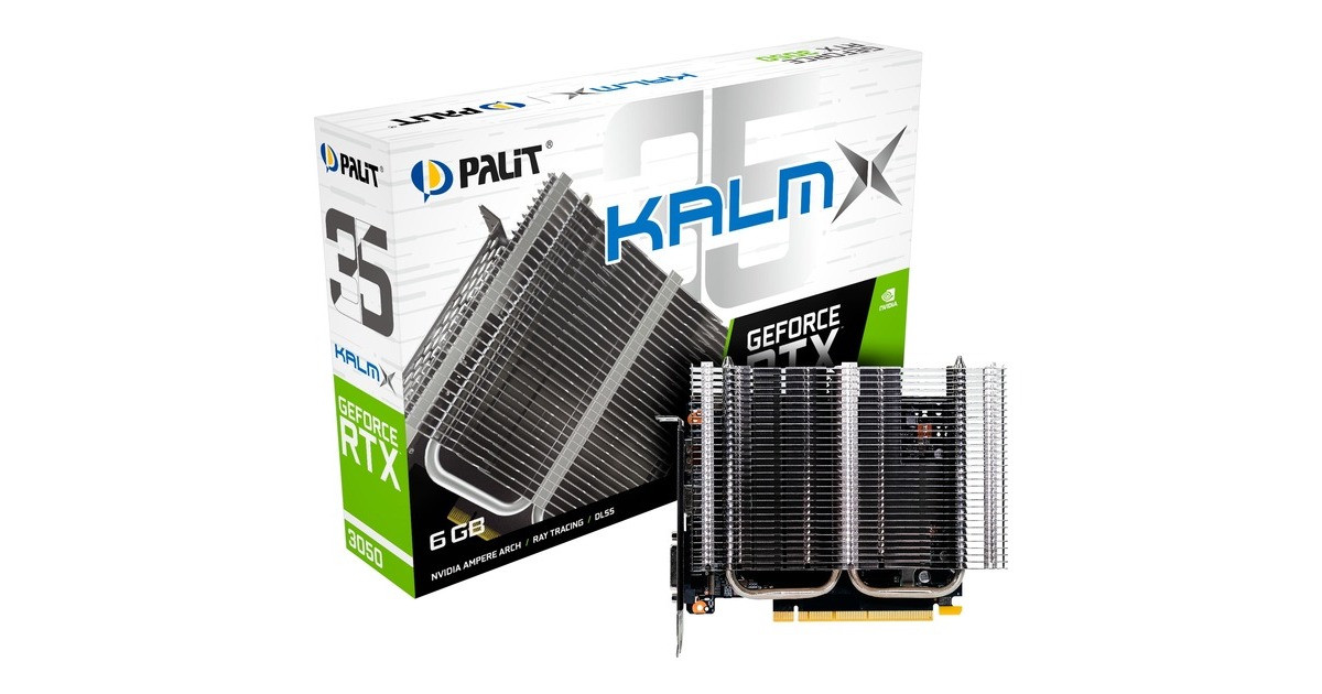 Palit GeForce RTX 3050 KalmX, Grafikkarte(1x DVI-D, 1x DisplayPort, 1x HDMI 2.1)