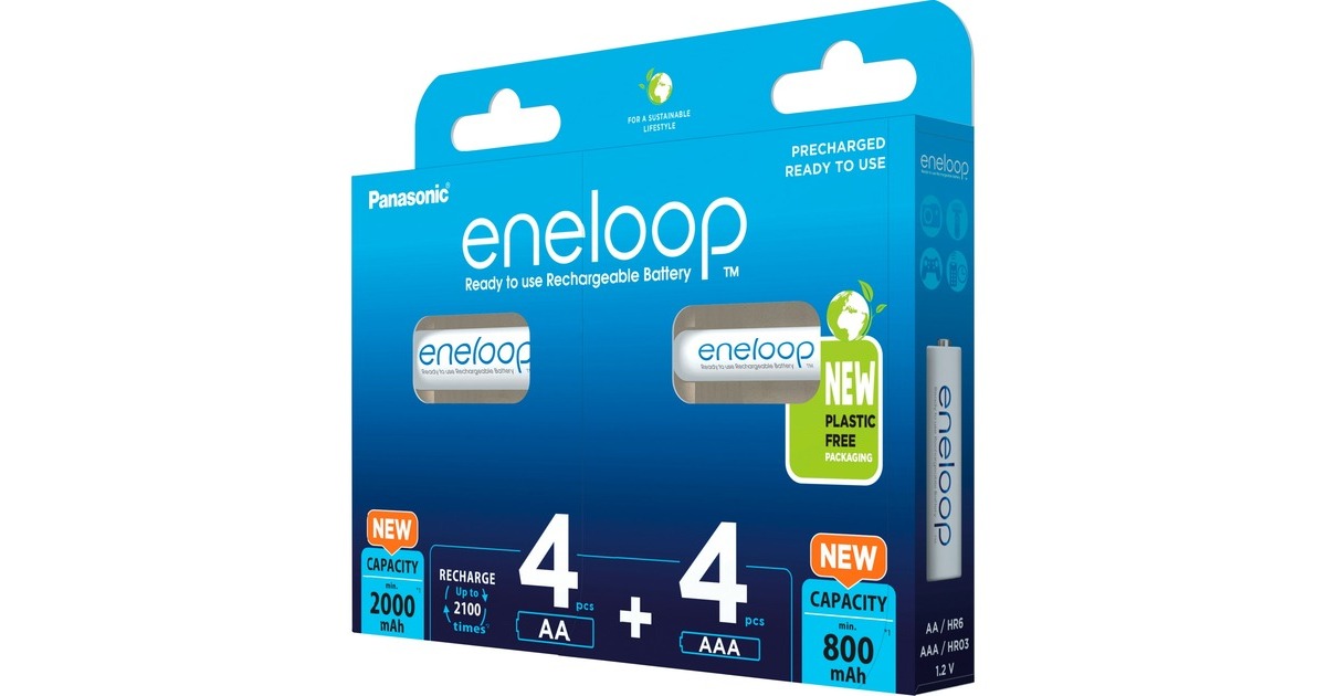 Panasonic Akku eneloop 4+4 Kombi 1,2V, 4x Micro AAA + 4x Mignon AA(8 Stück)