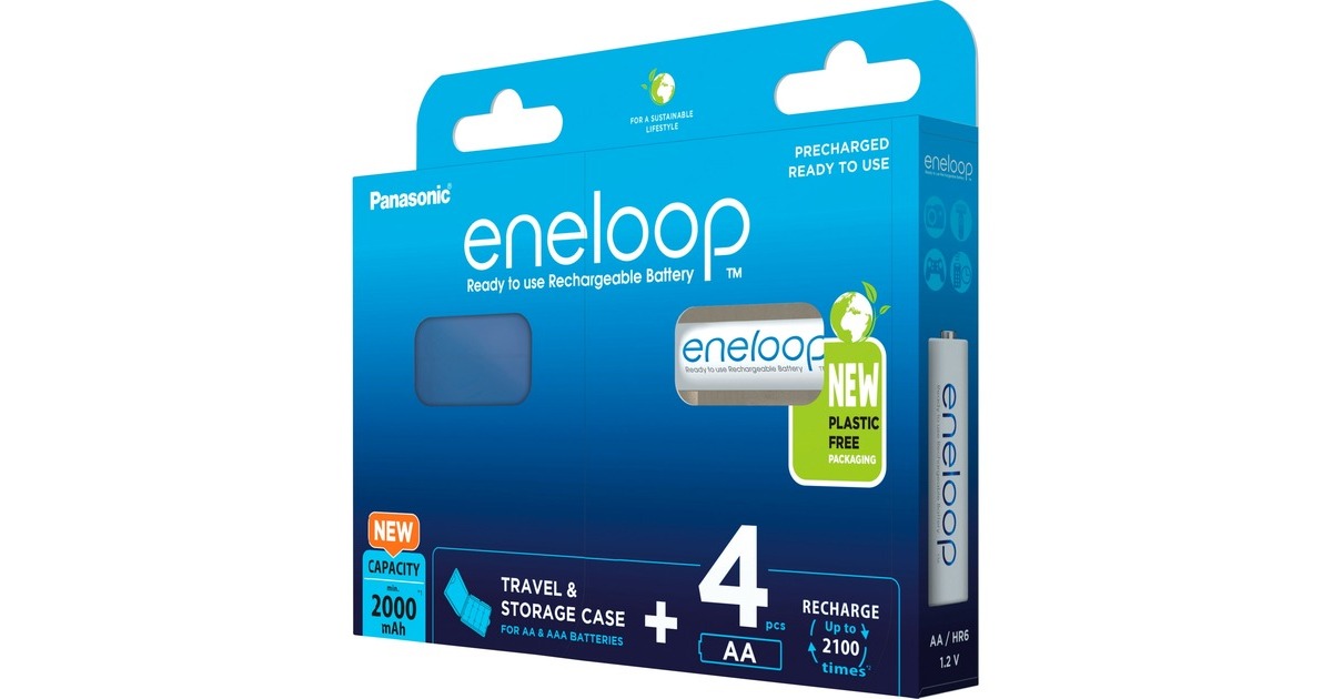 Panasonic Akku eneloop, Mignon AA 1,2V(4 Stück + Aufbewahrungsbox)