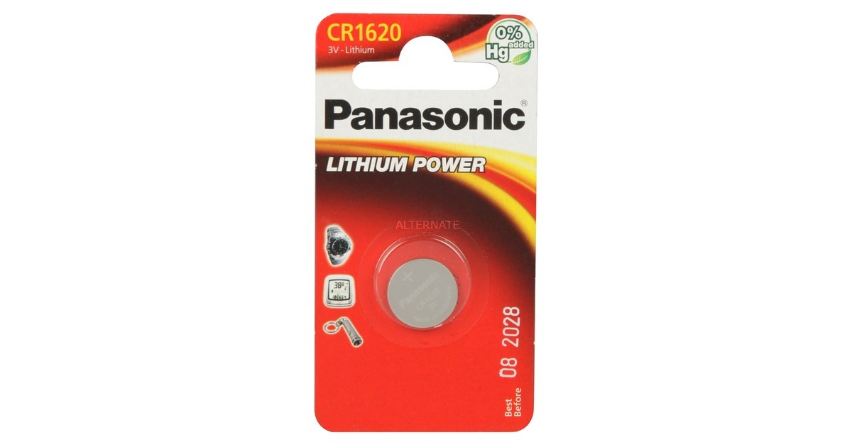 Panasonic Knopfzelle CR-1620EL, Batterie(1 Stück)