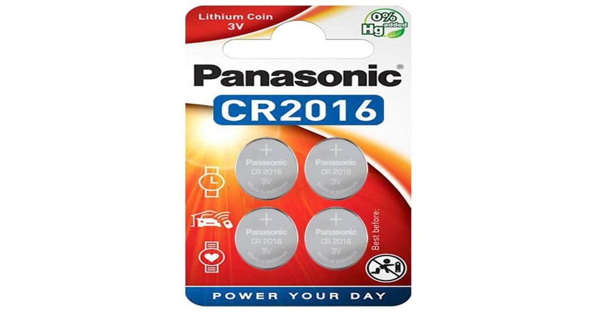 Panasonic Lithium Knopfzelle CR-2016EL/4B, Batterie(4 Stück, CR2016)