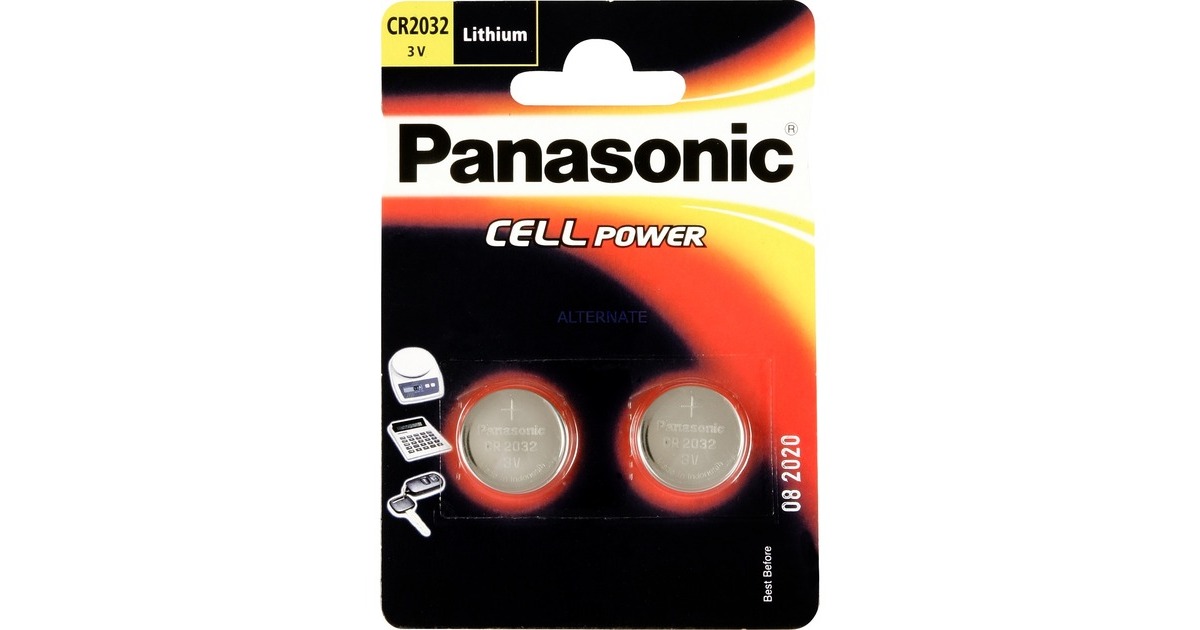 Panasonic Lithium Knopfzelle CR-2032L/2BP, Batterie(silber, 2 Stück)