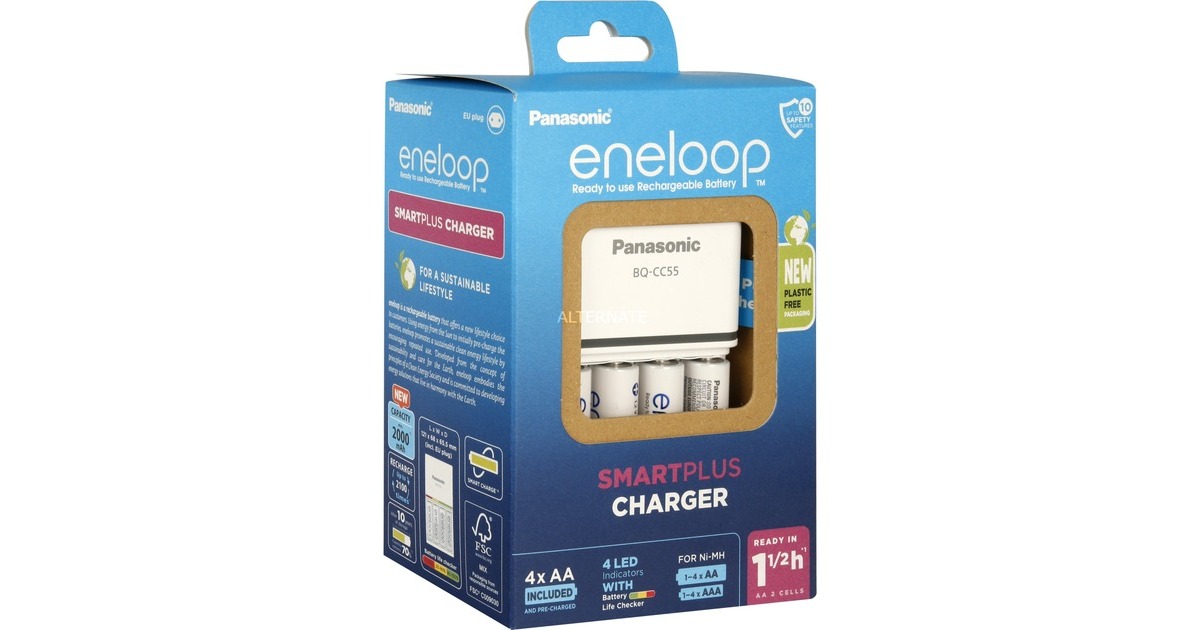 Panasonic Universal Ladegerät BQ-CC55(inkl. 4x eneloop pro AA Akkus mit 2000 mAh)
