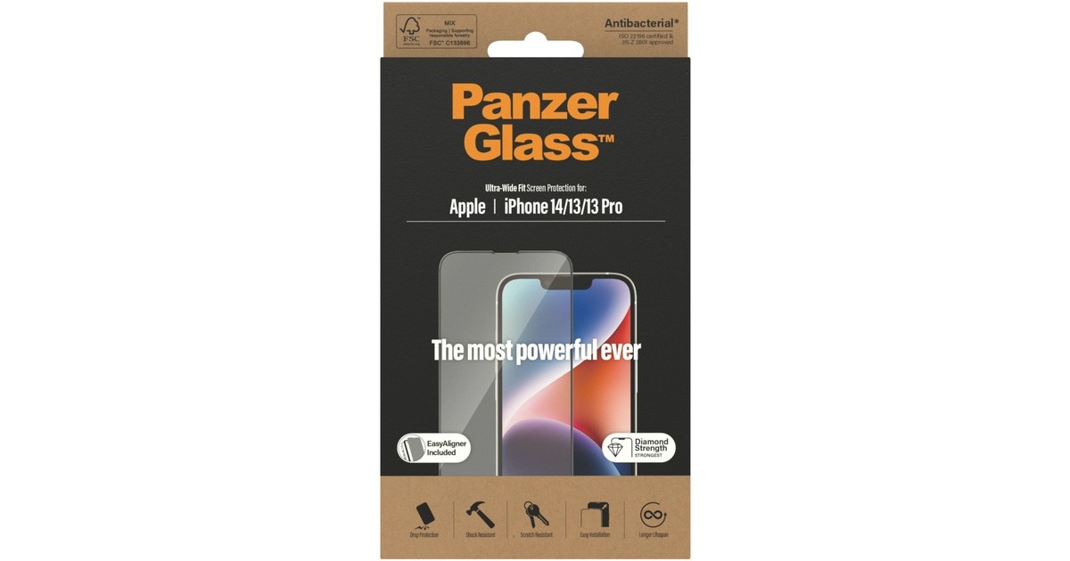 PanzerGlass Bildschirmschutz Ultra-Wide Fit, Schutzfolie(transparent, iPhone 14/13/13 Pro)