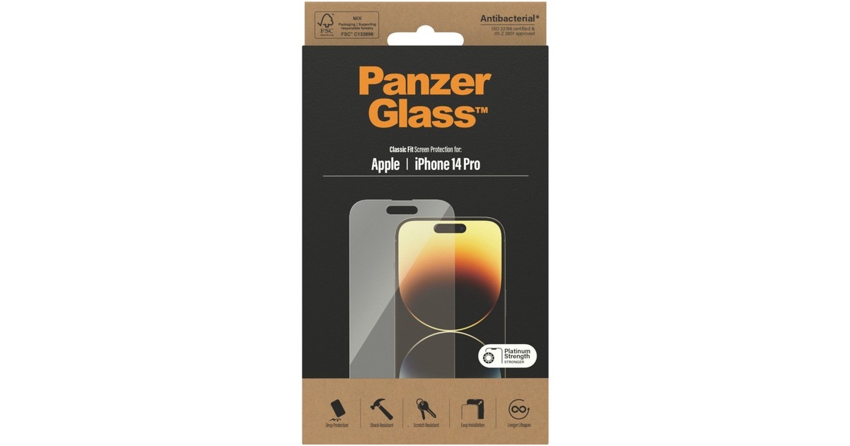 PanzerGlass Classic Fit Bildschirmschutz, Schutzfolie(transparent, iPhone 14 Pro)
