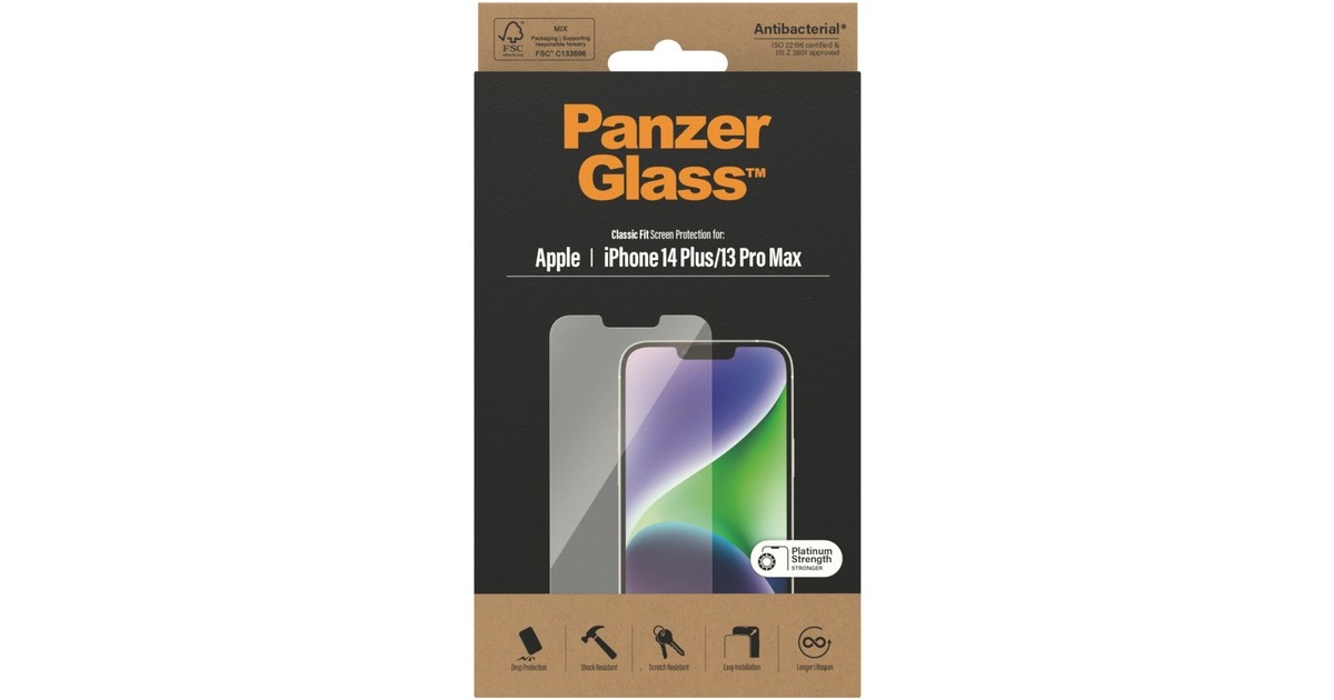 PanzerGlass Classic Fit Bildschirmschutz, Schutzfolie(transparent, iPhone 14 Plus, 13 Pro Max)