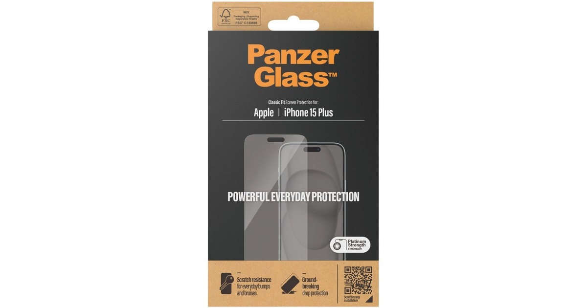 PanzerGlass Displayschutz Classic Fit, Schutzfolie(transparent, iPhone 15 Plus)