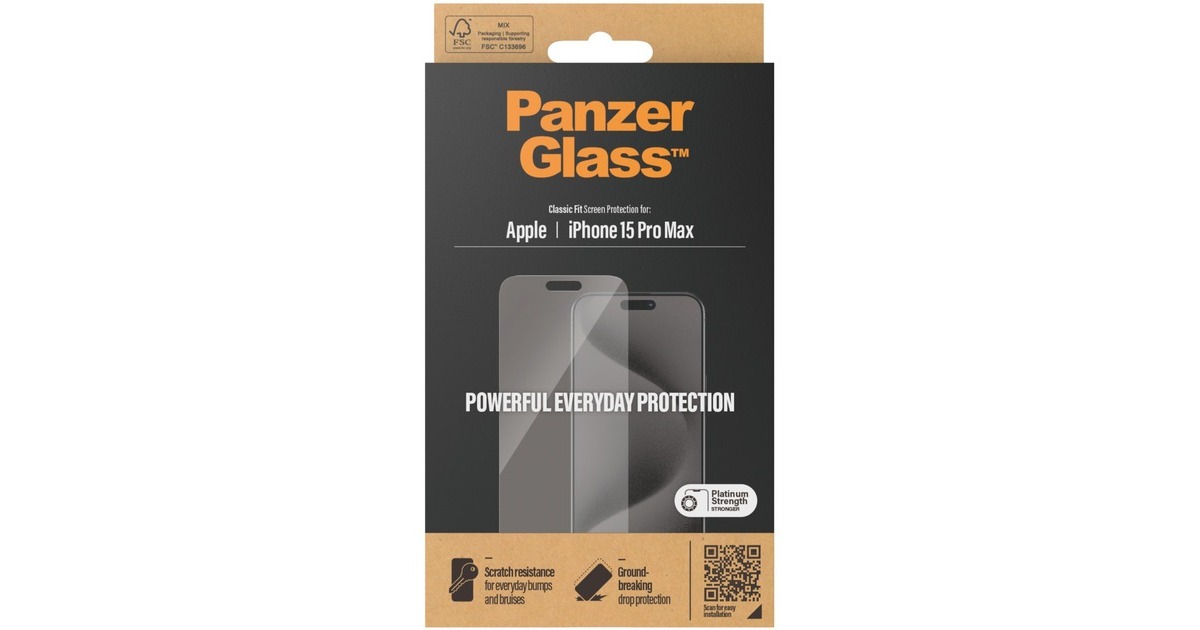 PanzerGlass Displayschutz Classic Fit, Schutzfolie(transparent, iPhone 15 Pro Max)