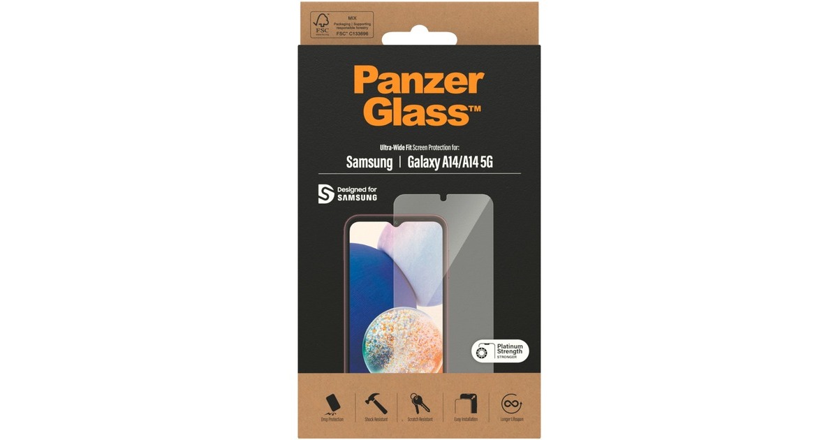PanzerGlass Displayschutz Ultra-Wide Fit, Schutzfolie(transparent, Samsung Galaxy A14/A14 5G)