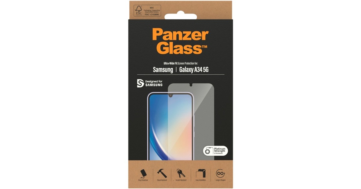 PanzerGlass Displayschutz Ultra-Wide Fit, Schutzfolie(transparent, Samsung Galaxy A34 5G)