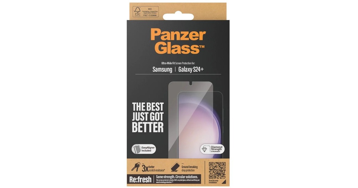 PanzerGlass Displayschutz, Schutzfolie(transparent, Samsung Galaxy S24 Plus, EasyAligner)