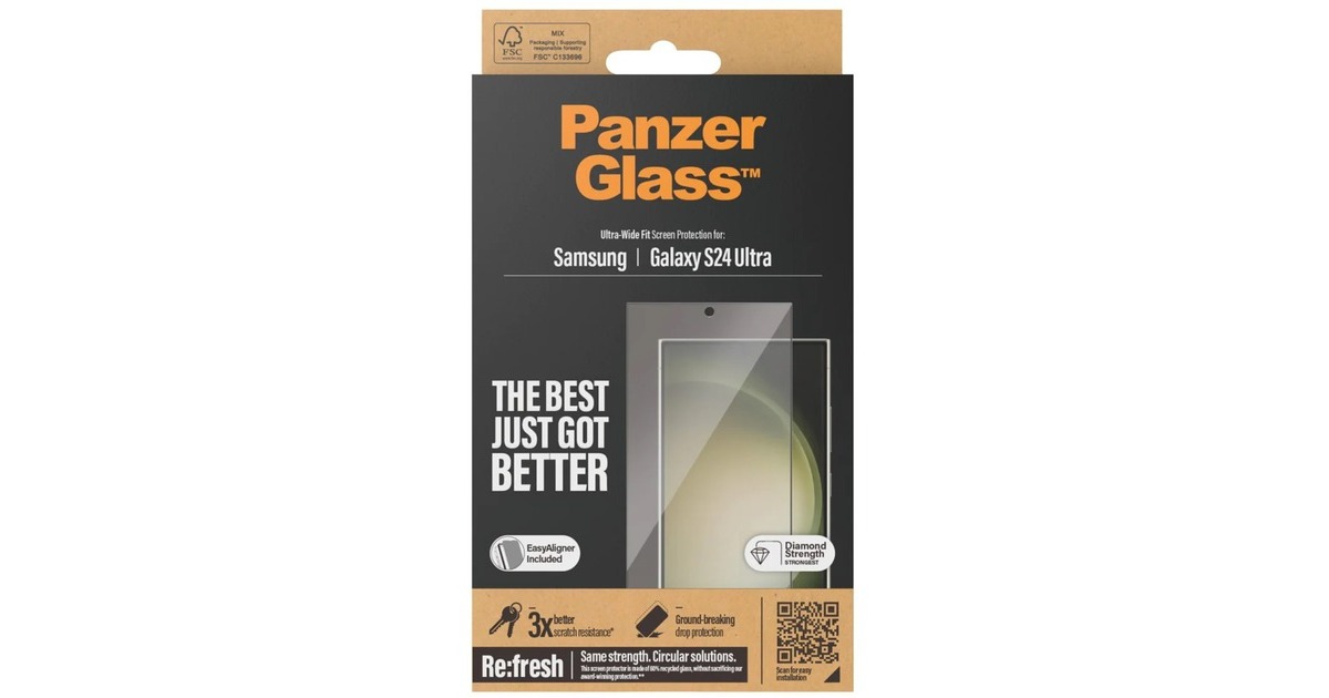 PanzerGlass Displayschutz, Schutzfolie(transparent, Samsung Galaxy S24 Ultra, EasyAligner)