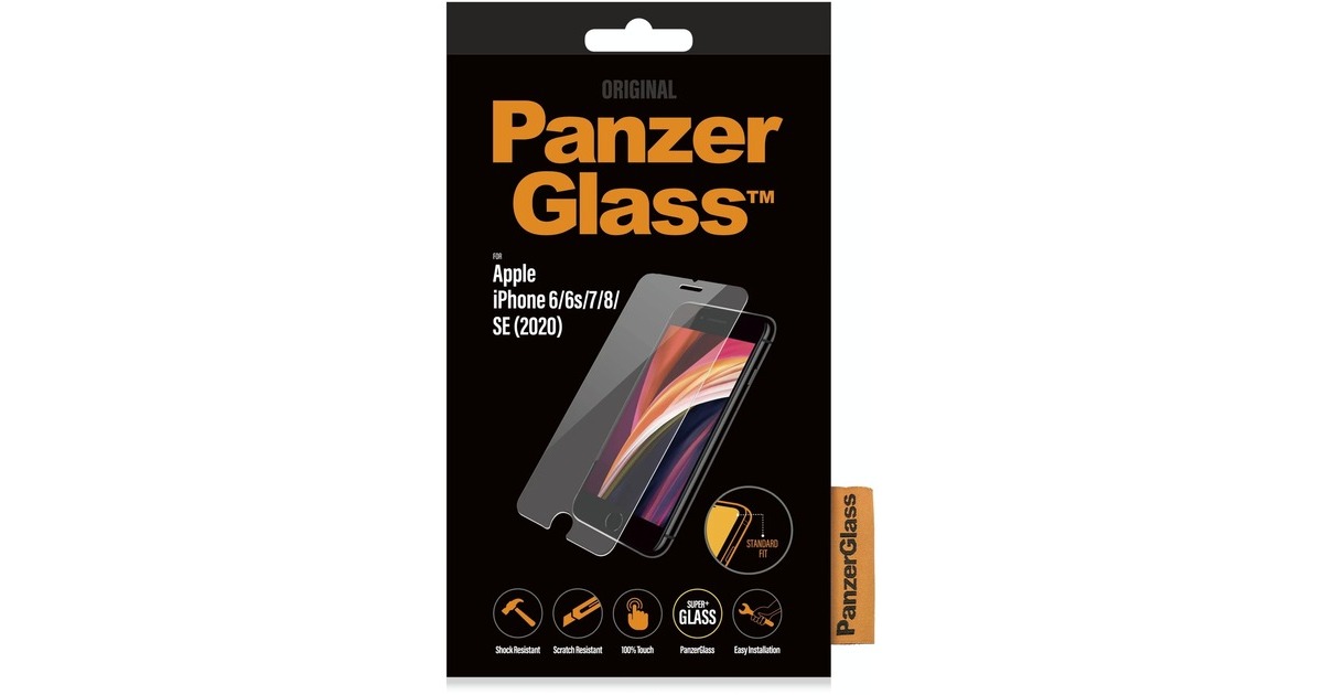 PanzerGlass Displayschutz, Schutzfolie(transparent/schwarz, iPhone SE (3./2.Generation), iPhone 8/7, iPhone 6S/6)